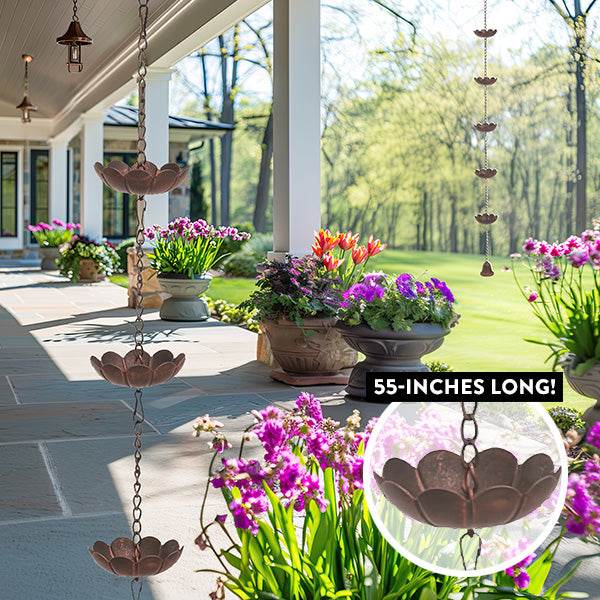 55 Inch Iron Spring Flower Rain Chain