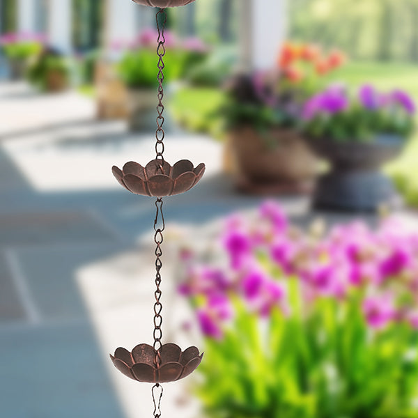 55 Inch Iron Spring Flower Rain Chain