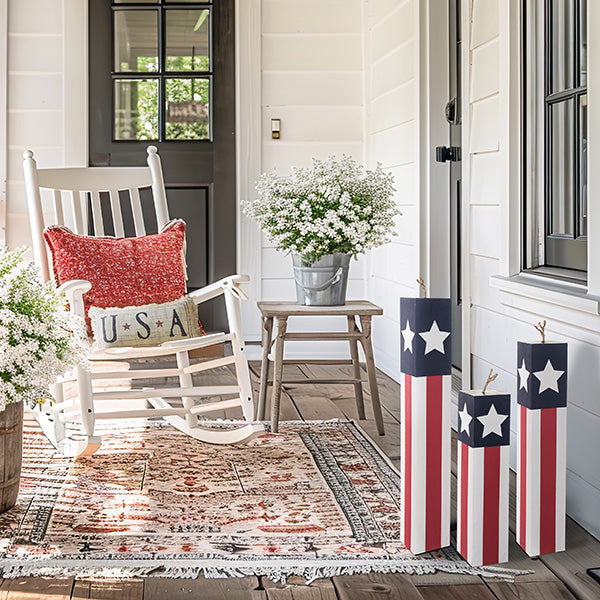Patriotic Stars and Stripes Rocket Wood Decor, Set of 3