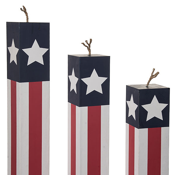 Patriotic Stars and Stripes Rocket Wood Decor, Set of 3