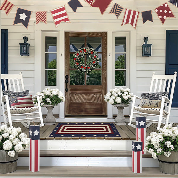 Patriotic Stars and Stripes Rocket Wood Decor, Set of 3