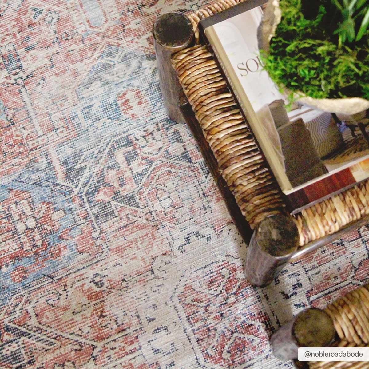 Vintage Inspired Distressed Washable Rug