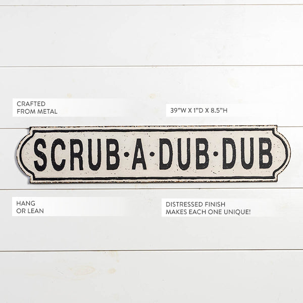39 Inch Distressed Metal Bathroom Sign