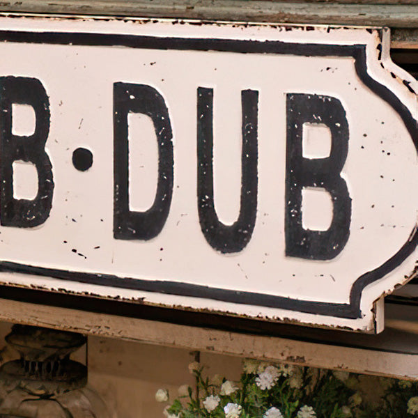 39 Inch Distressed Metal Bathroom Sign