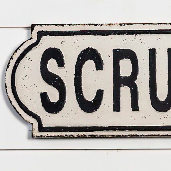 39 Inch Distressed Metal Bathroom Sign