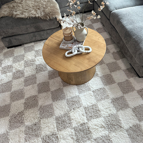 Neutral Checkered Area Rug