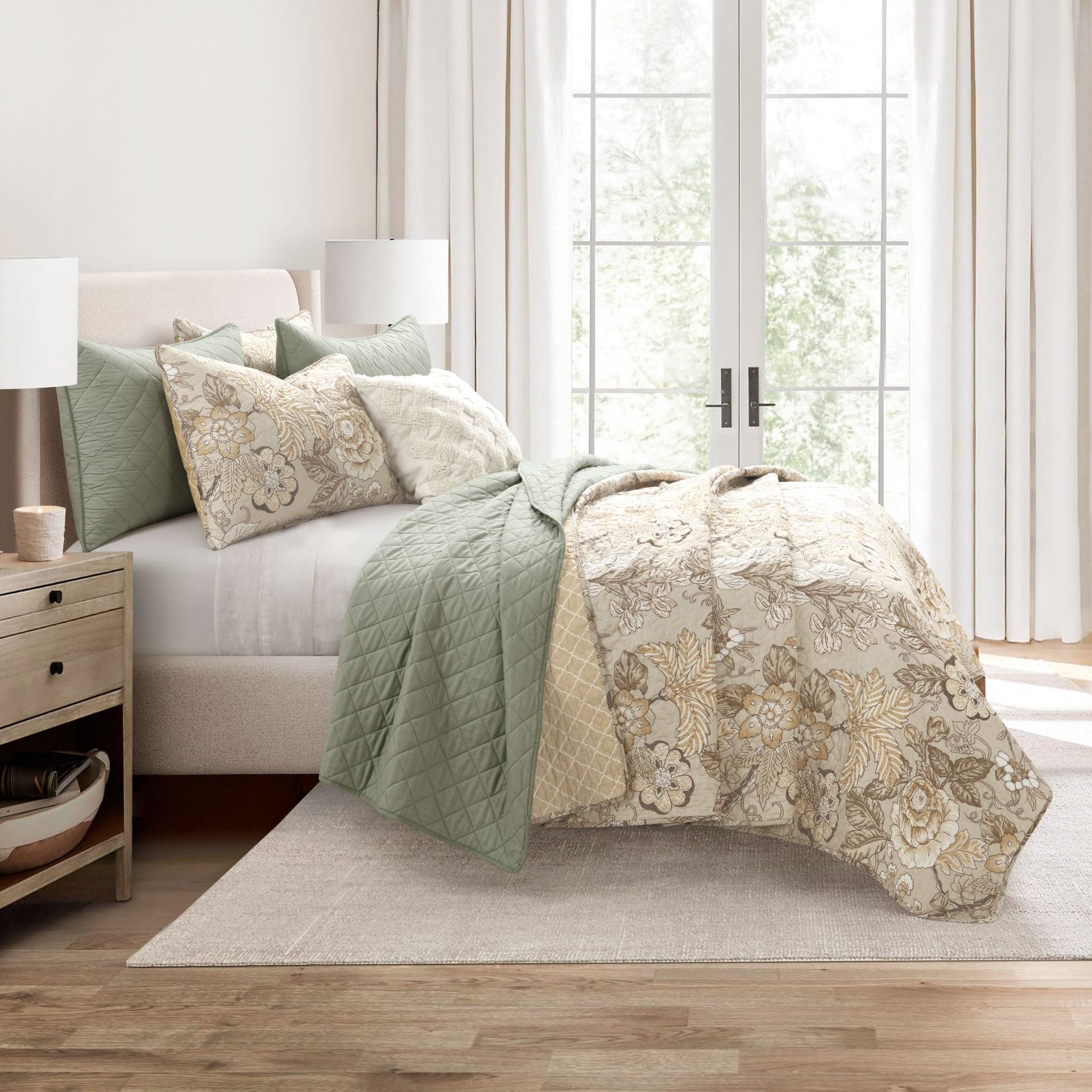 Ava Diamond Oversized Cotton Quilt Set-Tolkye
