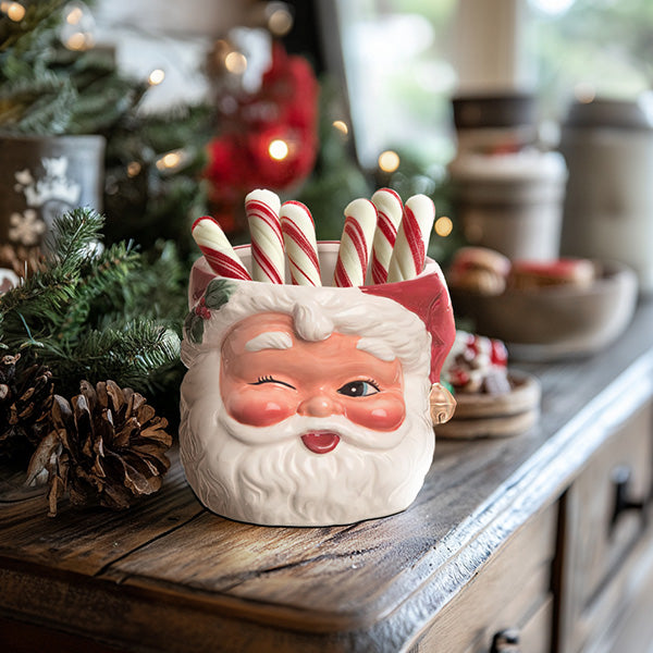 Retro Winking Santa Ceramic Bowl