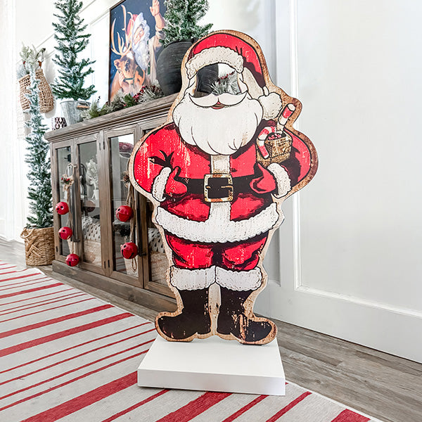 42 Inch Indoor/Outdoor Standing Santa with Cutout Face | Santa's Family Collection