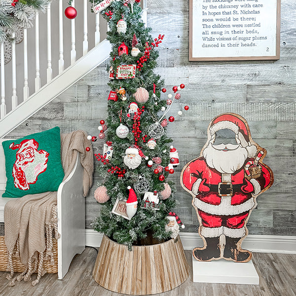 42 Inch Indoor/Outdoor Standing Santa with Cutout Face | Santa's Family Collection