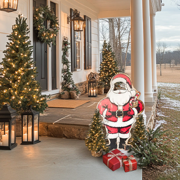 42 Inch Indoor/Outdoor Standing Santa with Cutout Face | Santa's Family Collection