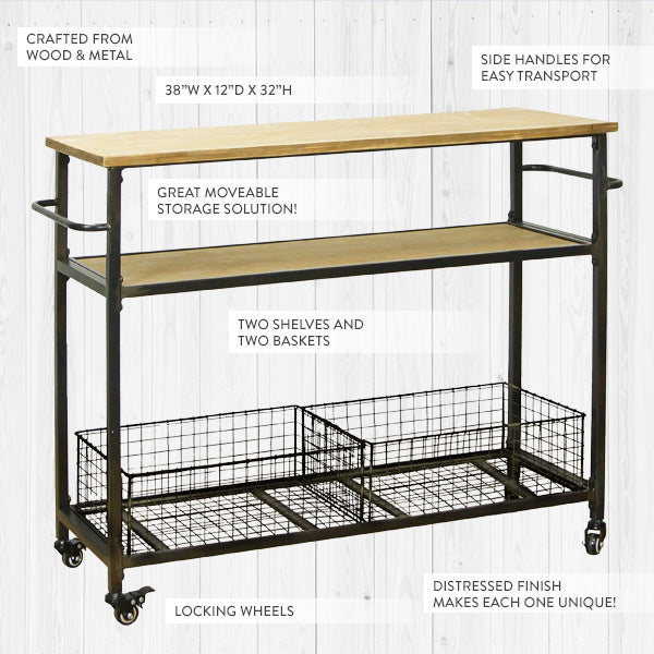 3 Tier Rolling Cart with Baskets