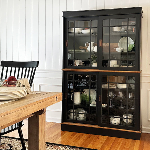 72 Inch Modern Farmhouse Sliding Glass Door Display Cabinet