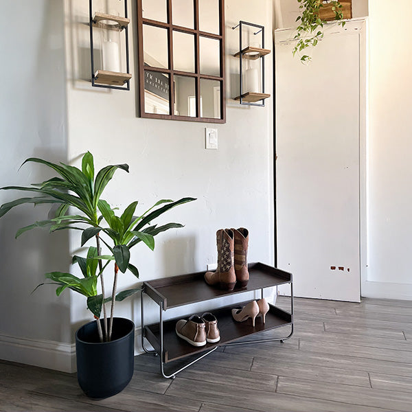 Modern Wood and Metal Shoe Rack