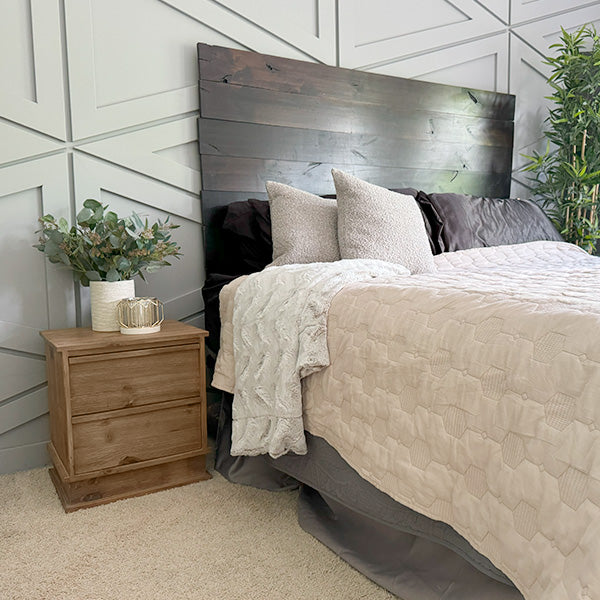 2 Drawer Traditional Pine Wood Nightstand