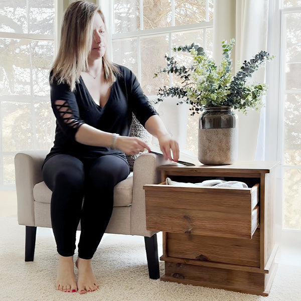 2 Drawer Traditional Pine Wood Nightstand