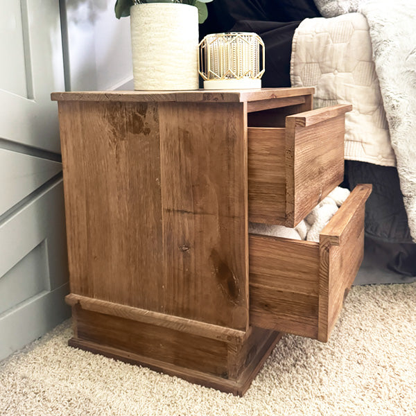 2 Drawer Traditional Pine Wood Nightstand