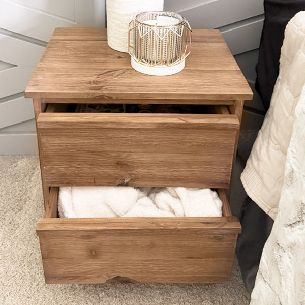 2 Drawer Traditional Pine Wood Nightstand