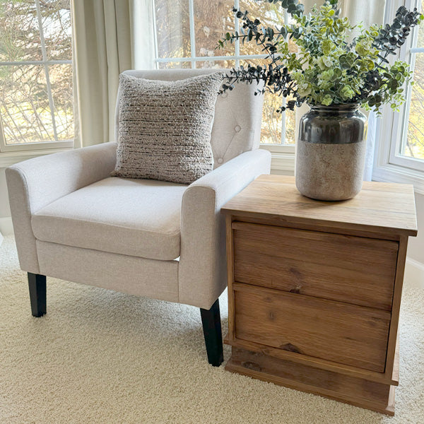 2 Drawer Traditional Pine Wood Nightstand