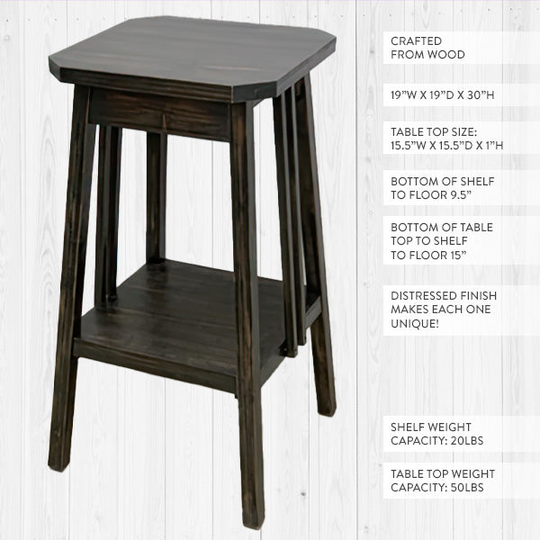 Two Tier Wood Side Table Plant Stand