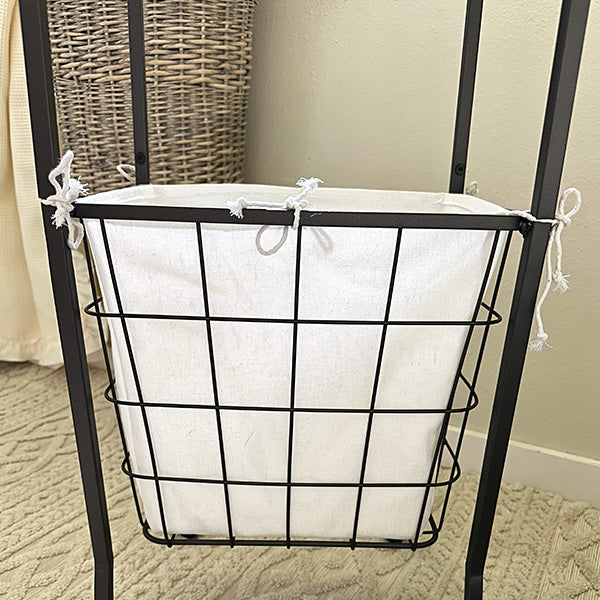 Multiuse Iron Rolling Side Table With Basket