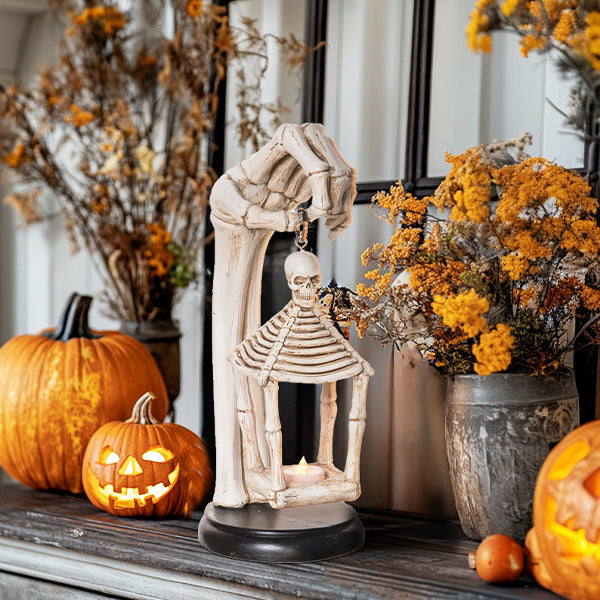 Light Up Skeleton Lantern Decor