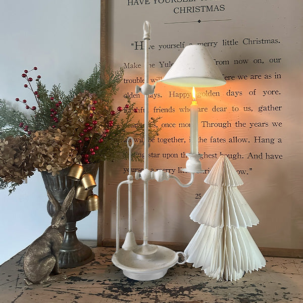 Bouillotte-inspired Antique White Candle Holder