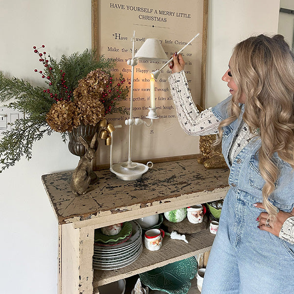 Bouillotte-inspired Antique White Candle Holder