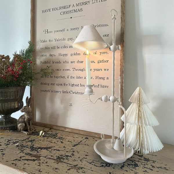 Bouillotte-inspired Antique White Candle Holder