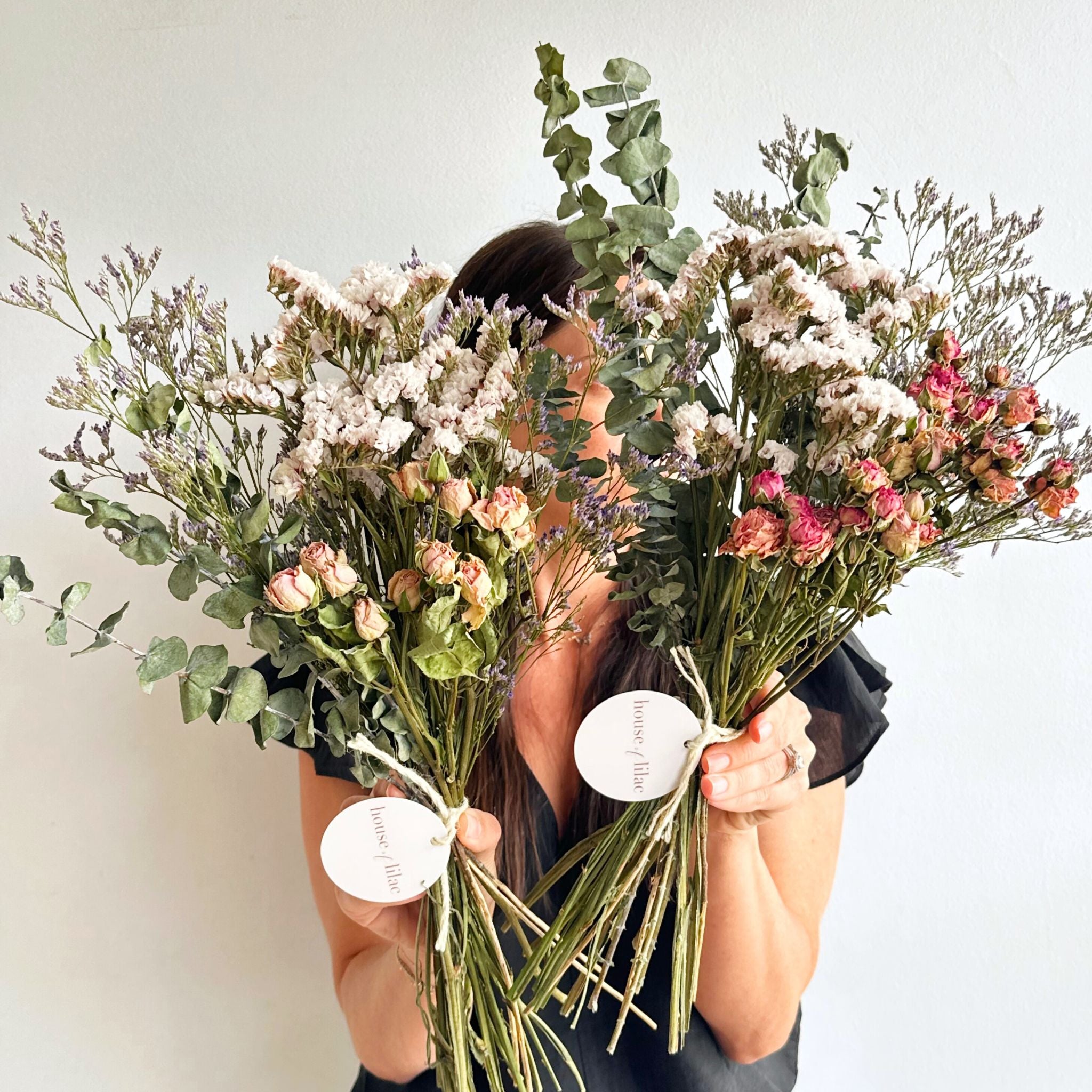 Dried Pink Spray Rose & Limonium Bouquet