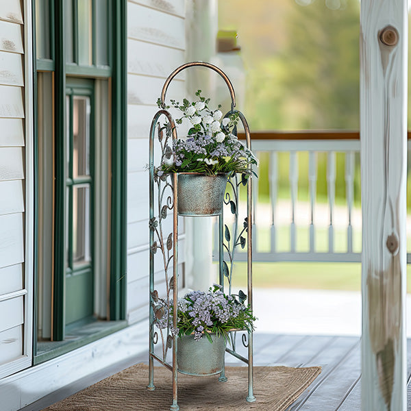 Distressed Metal Stacked Plant Stand