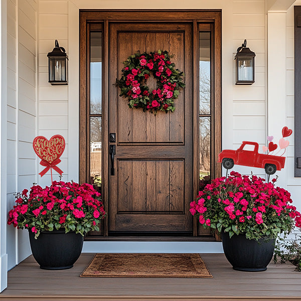 Valentine's Day Metal Outdoor Yard Stakes, Set of Two