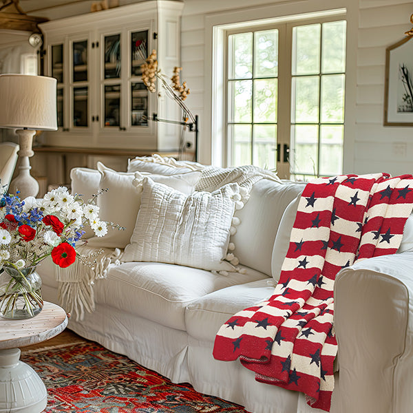 Patriotic Stars and Stripes Throw