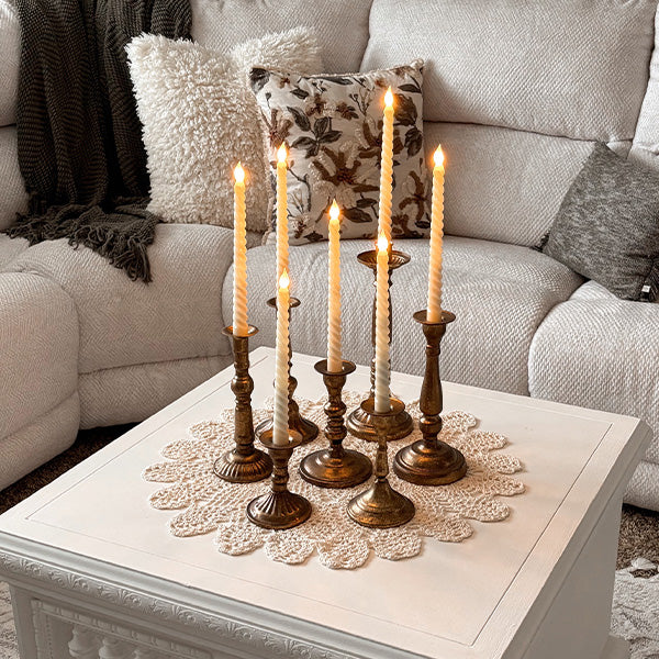 Spiral Taper LED Candles with Remote, Set of 8