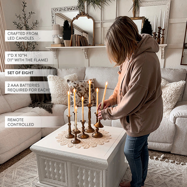 Spiral Taper LED Candles with Remote, Set of 8