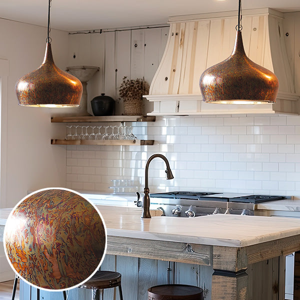 Rustic Distressed Tear Drop Pendant Lamp