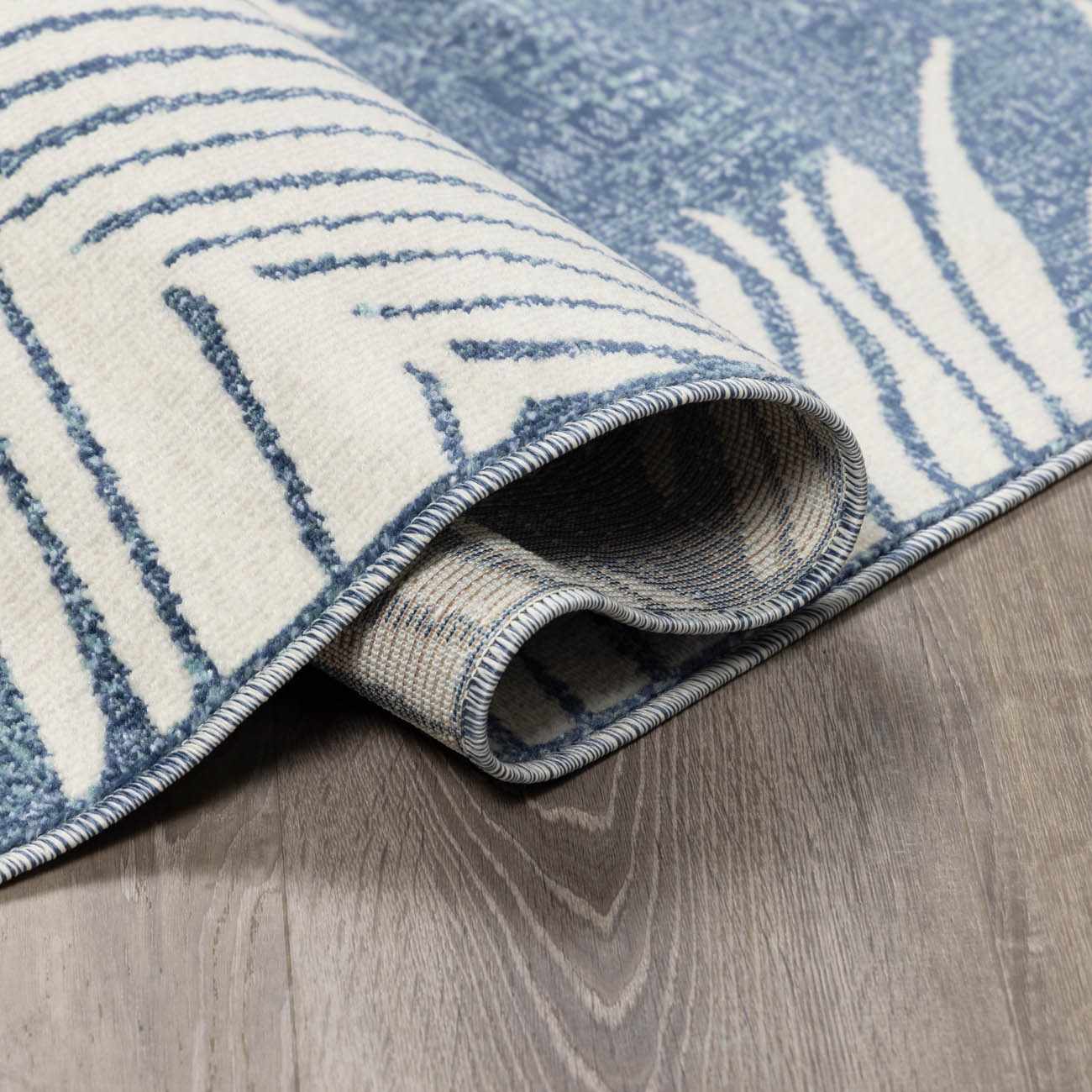 Coastal Blue Palm Area Rug