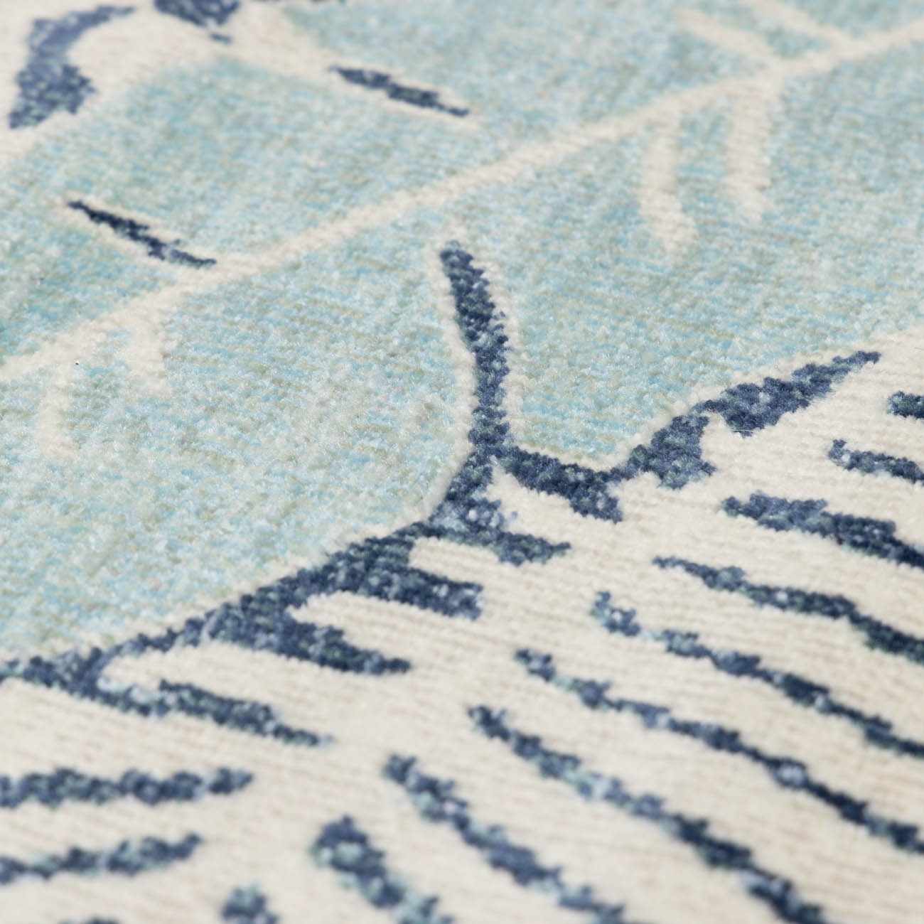Coastal Blue Palm Area Rug