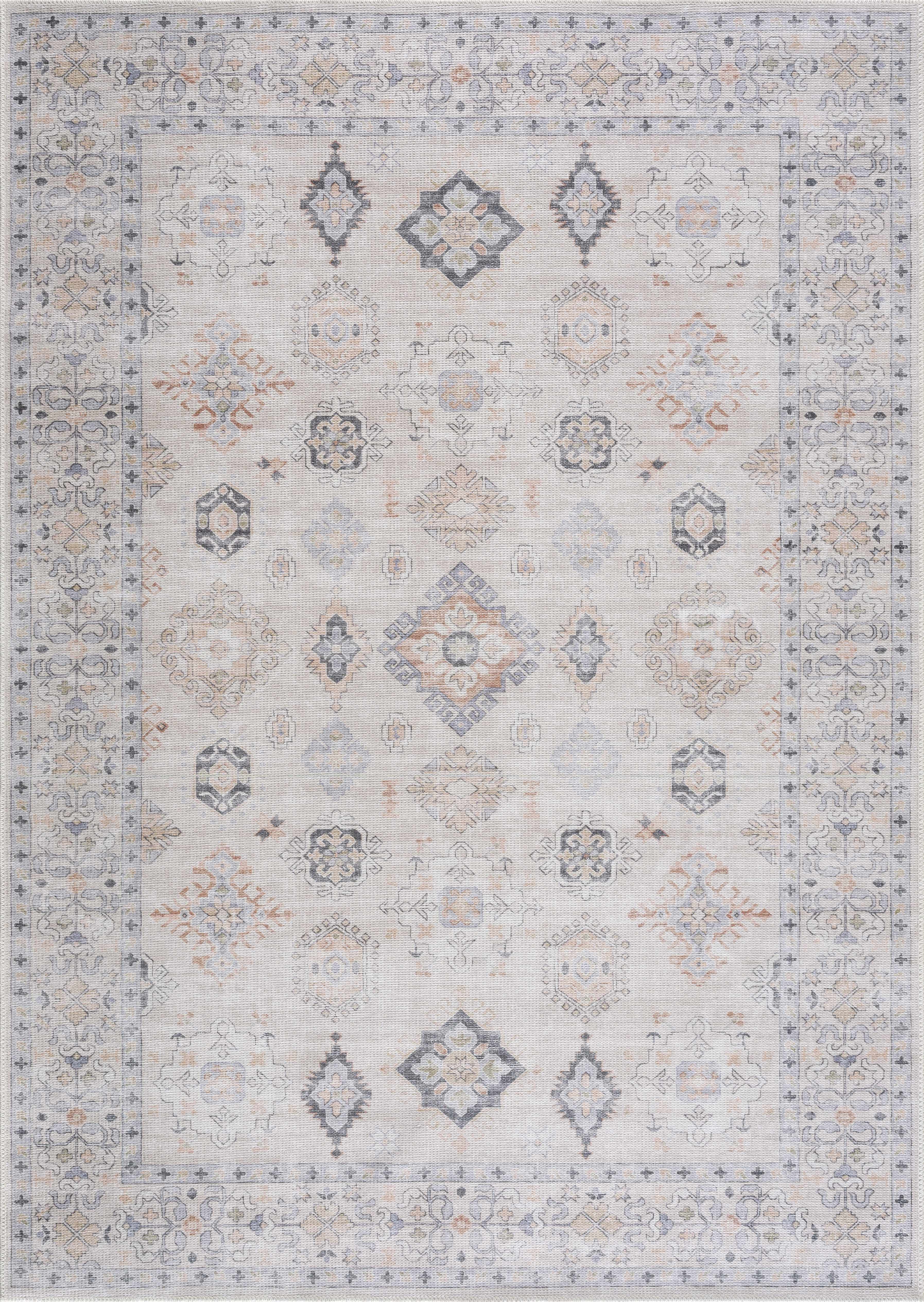 Denim Beige Vintage Washable Area Rug
