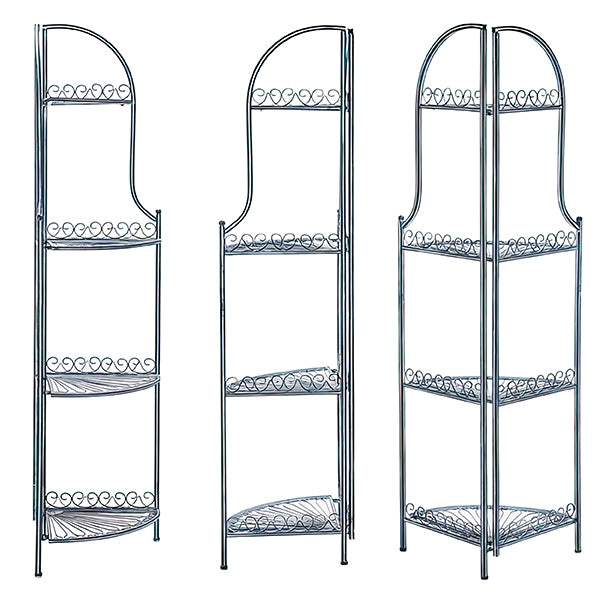 4 Tier Distressed Iron Corner Shelf, Choose Your Color