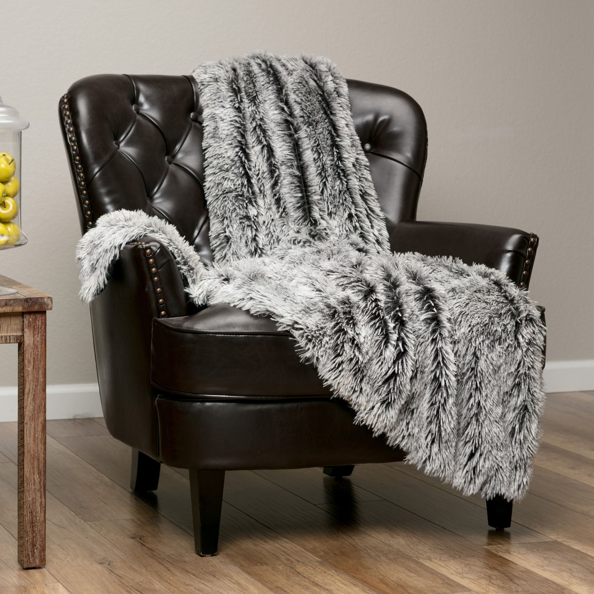 Longfur Ombre Faux Fur Throw Blanket-Tolkye