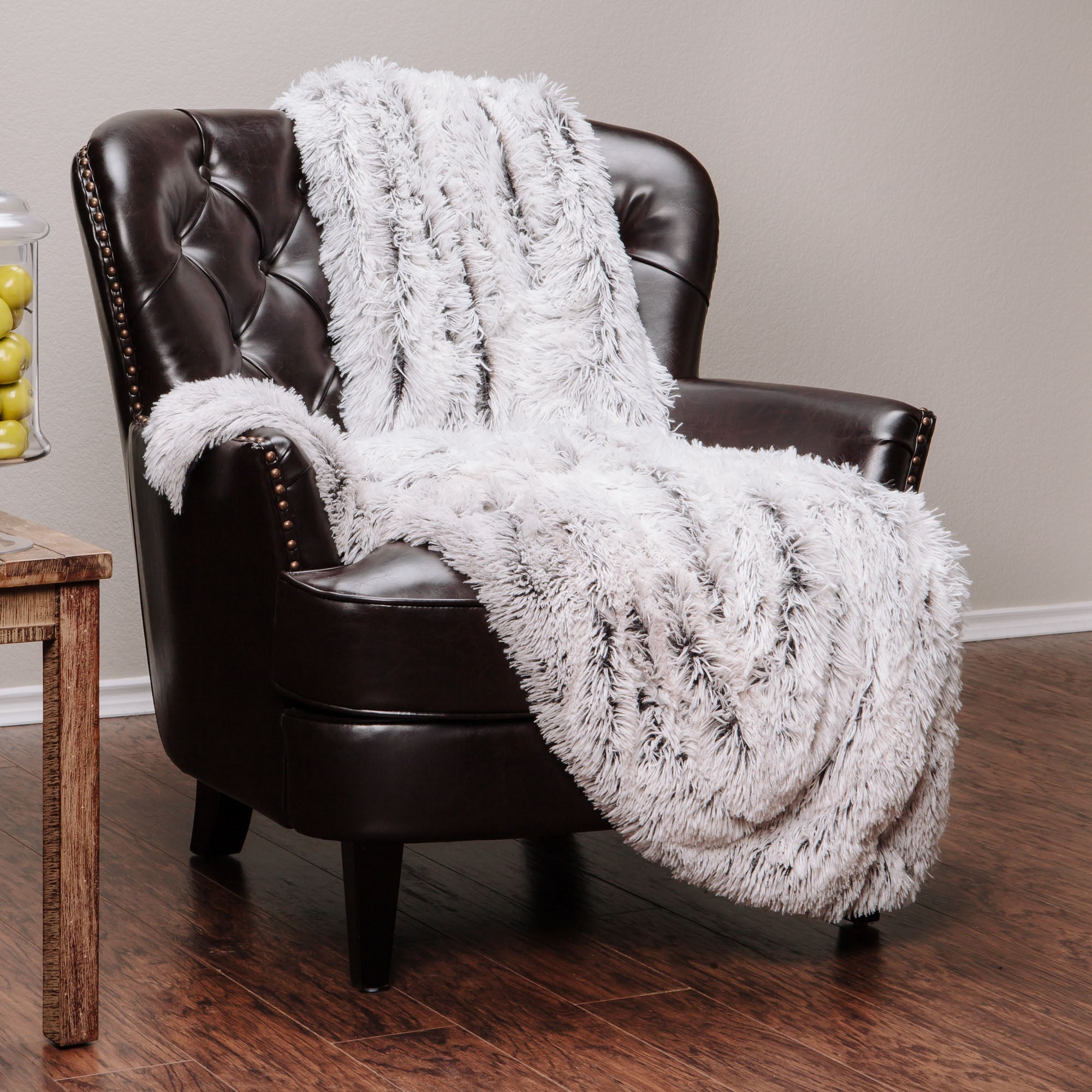 Longfur Ombre Faux Fur Throw Blanket-Tolkye