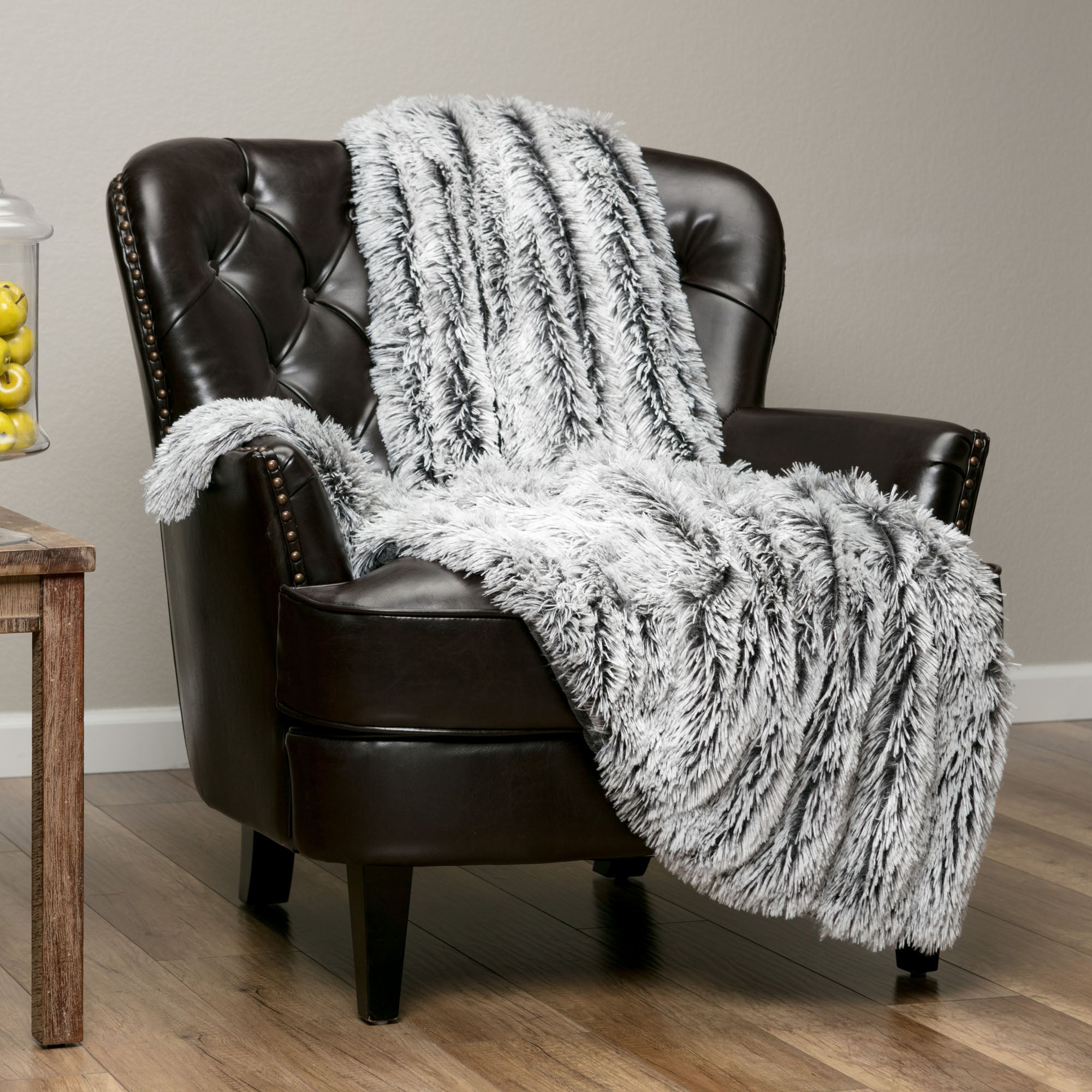 Longfur Ombre Faux Fur Throw Blanket-Tolkye