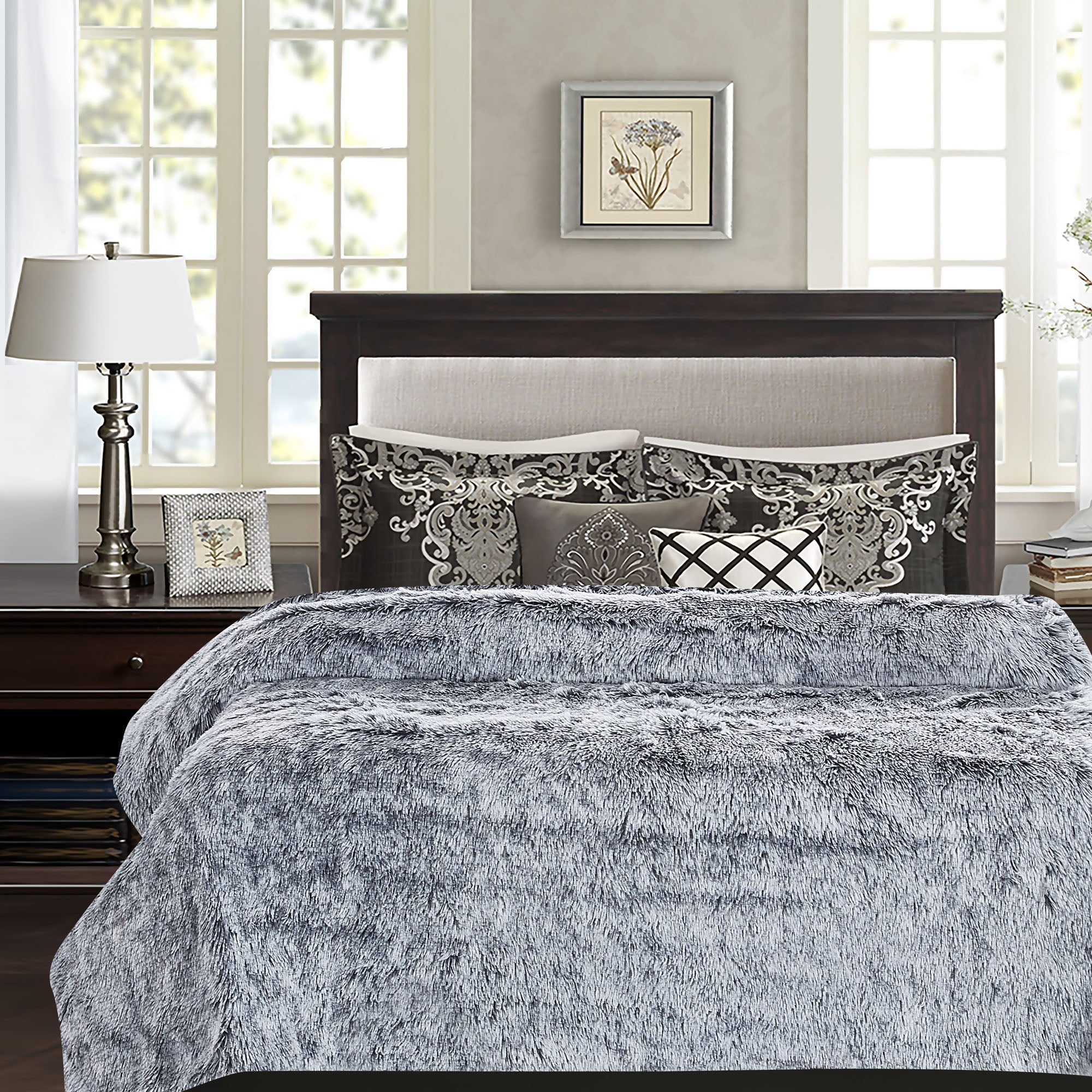 Longfur Ombre Faux Fur Throw Blanket-Tolkye