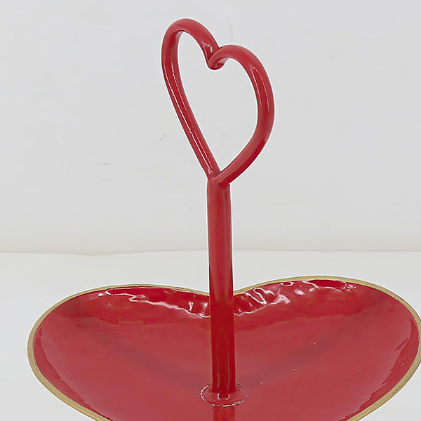 2 Tier Heart Metal Tray with Handle