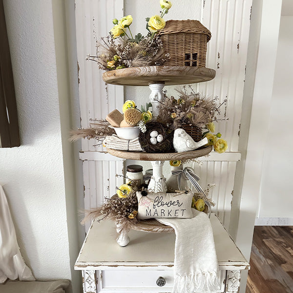 26 Inch Rustic Tiered Wooden Stand