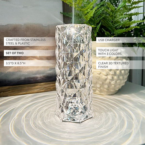 Premium Crystal Touch Lamp, Set of Two