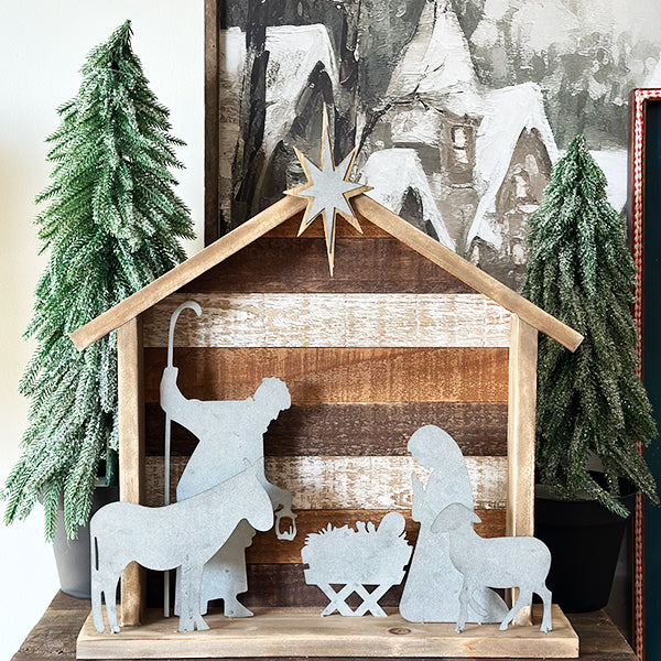 Faux Pine Christmas Trees with Pot, Set of 2