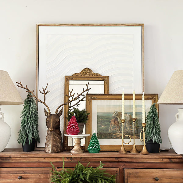 Faux Pine Christmas Trees with Pot, Set of 2