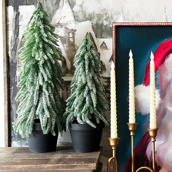 Faux Pine Christmas Trees with Pot, Set of 2